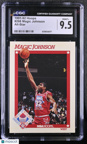 1991-92 Hoops Magic Johnson All-Star #266 CGC 9.5 Los Angeles Lakers