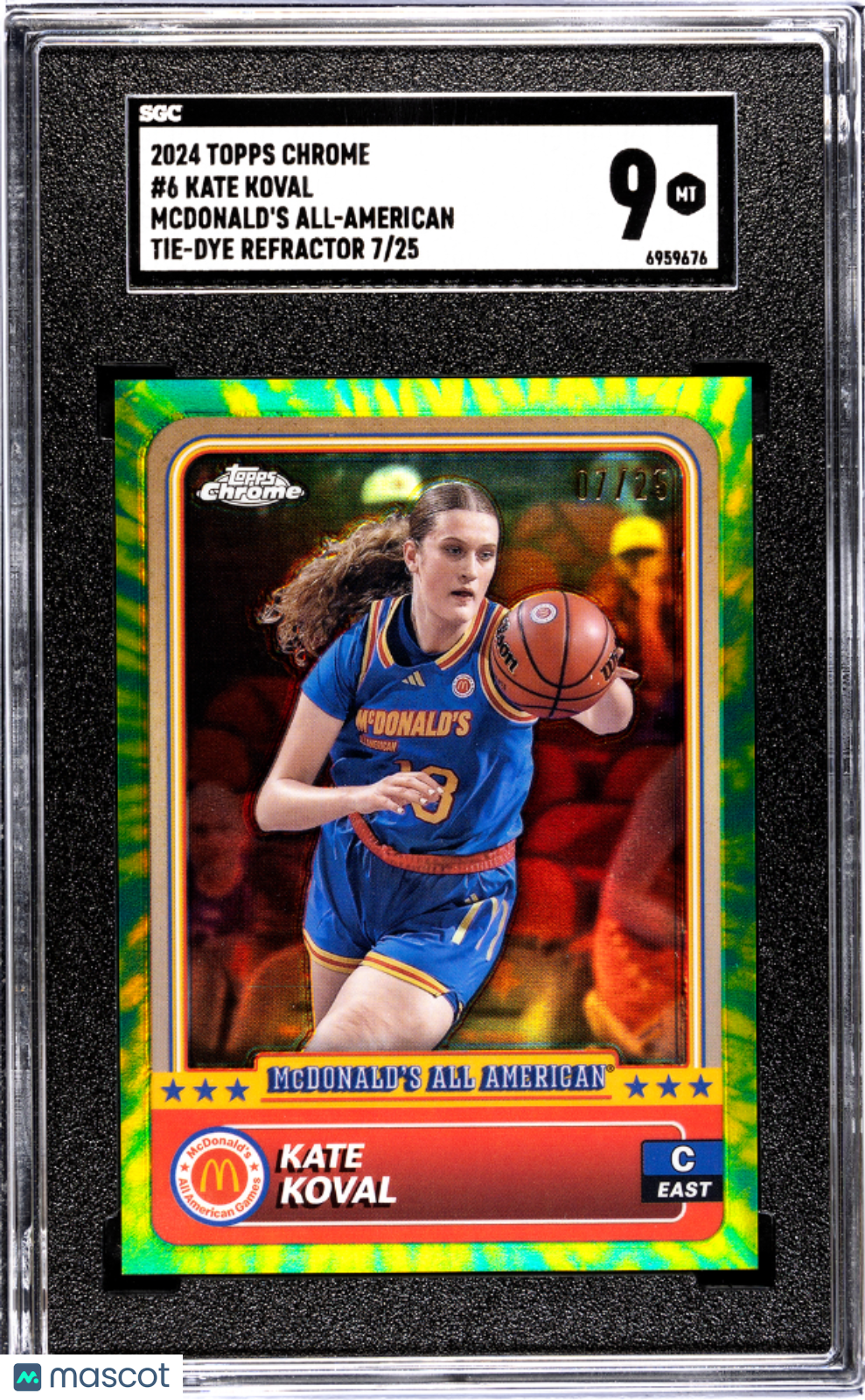 2024 Topps Chrome Mcdonald's Kate Koval Tie Dye /25 Rookie #6 SGC 9 Notre Dame