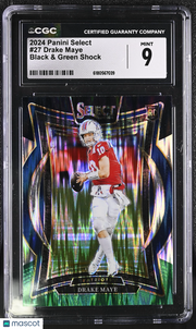 2024 Panini Select Drake Maye Black & Green Shock Rookie #27 CGC 9 Patriots