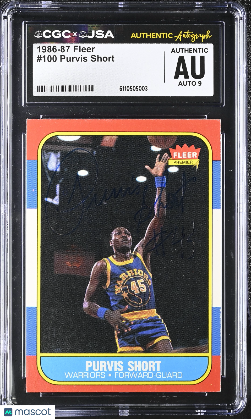 1986-87 Fleer Purvis Short #100 CGC Authentic JSA Golden State Warriors