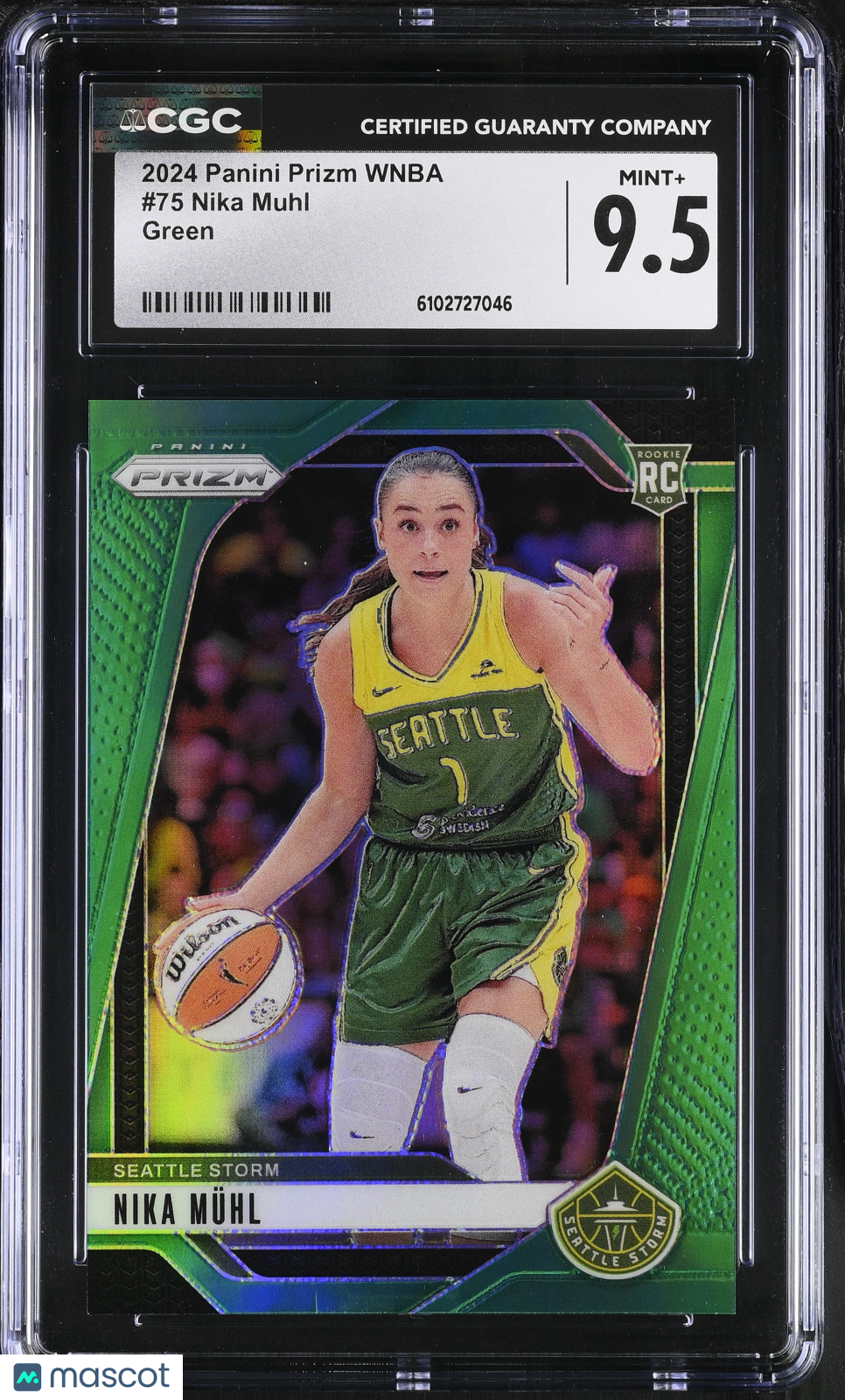 2024 Panini Prizm WNBA Nika Muhl Green Rookie #75 CGC 9.5 Seattle Storm