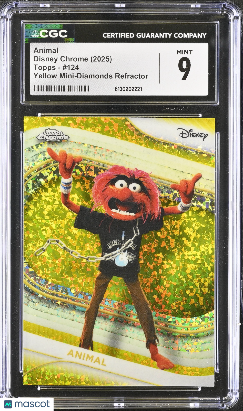 2025 Topps Disney Chrome Animal Yellow Mini-Diamonds Refractor #124 Yellow Mini-Diamonds Refractor CGC 9