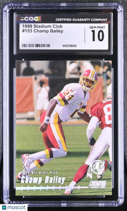 1999 Stadium Club Champ Bailey Rookie #153 CGC 10 Washington Redskins
