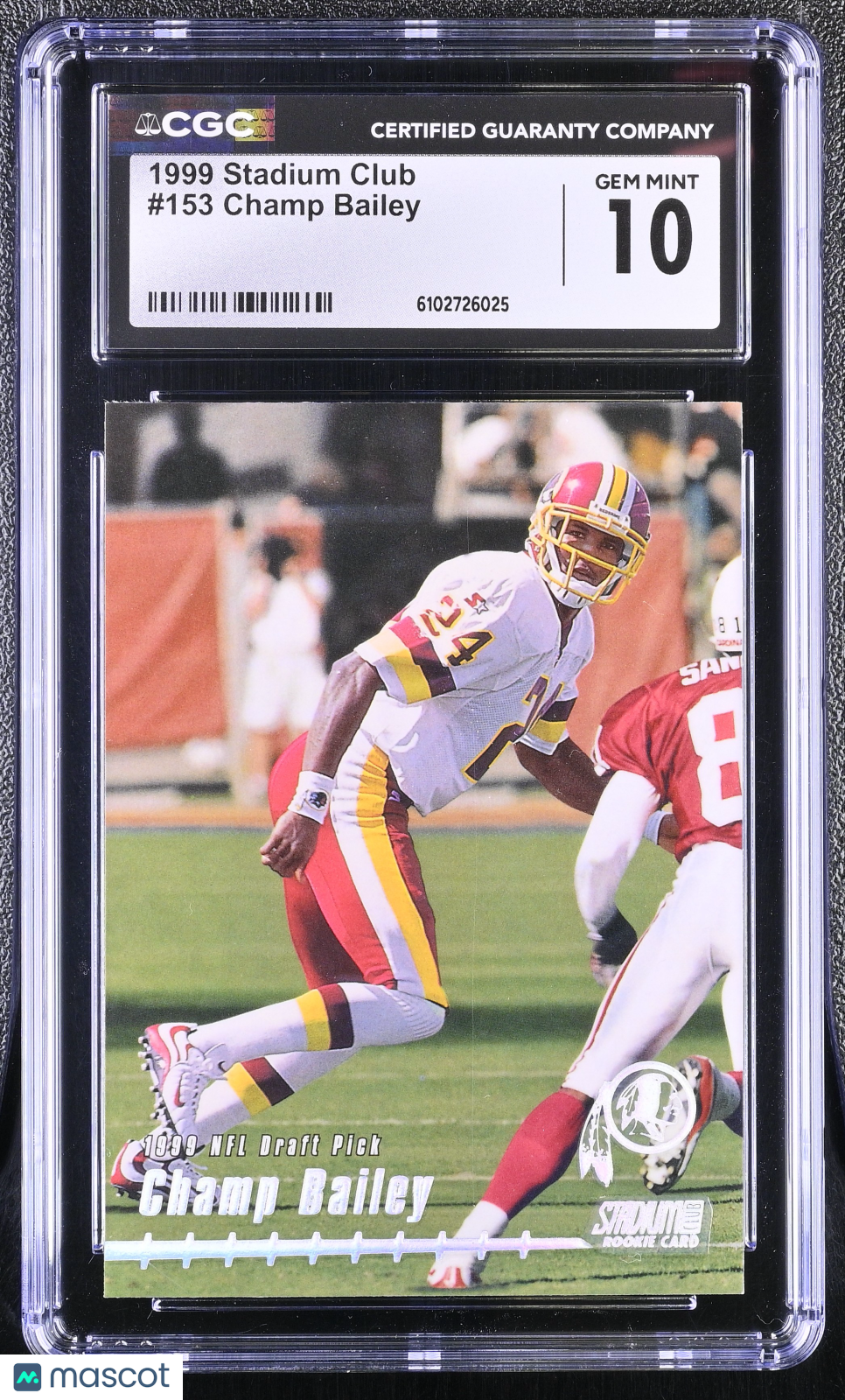 1999 Stadium Club Champ Bailey Rookie #153 CGC 10 Washington Redskins