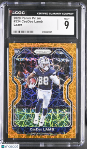 2020 Panini Prizm CeeDee Lamb Lazer Rookie #334 CGC 9 Dallas Cowboys