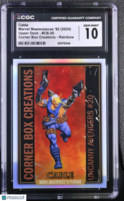 2024 Marvel Masterpieces '92 Cable #CB-20 Corner Box Creations Rainbow CGC 10