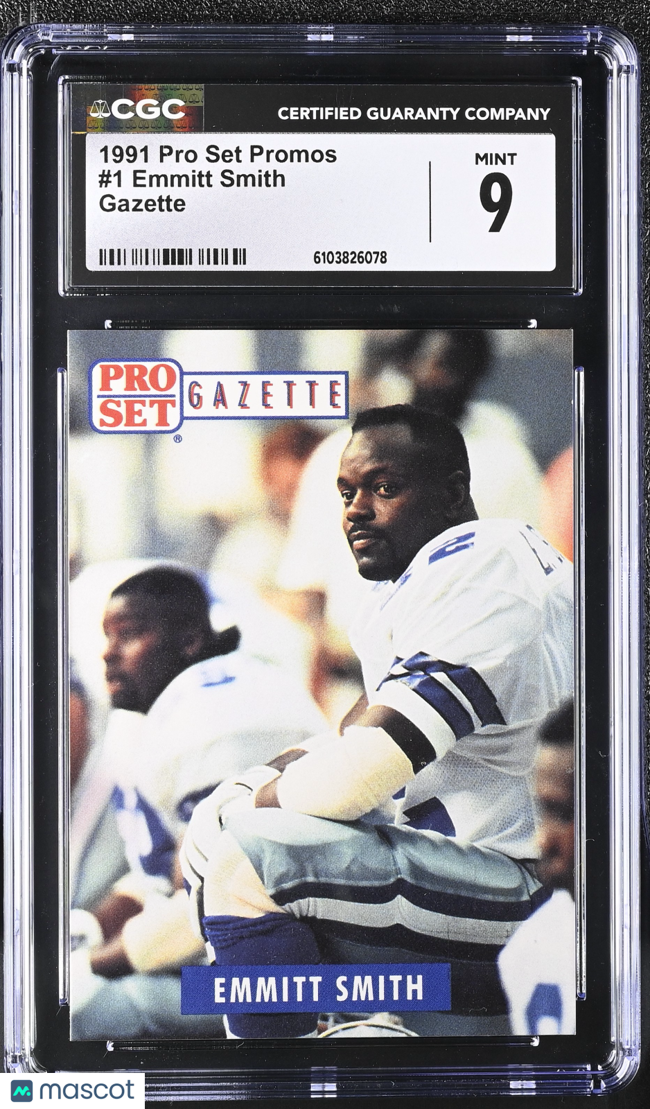 1991 Pro Set Promos Emmitt Smith Gazette #1 CGC 9 Dallas Cowboys