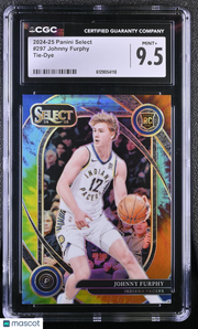2024-25 Panini Select Johnny Furphy Tie-Dye /25 Rookie #297 CGC 9.5 Pacers