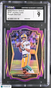 2020 Panini Select Jordan Love Purple Die-Cut Rookie #147 CGC 9 Packers