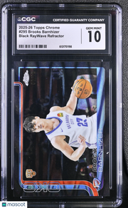 2025-26 Topps Chrome Brooks Barnhizer Black RayWave /10 Rookie #295 CGC 10