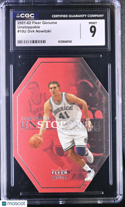 2001-02 Fleer Genuine Dirk Nowitzki Unstoppable #10U CGC 9 Dallas Mavericks