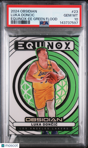 2024-25 Panini Obsidian Equinox Luka Doncic Ee Green Flood #23 PSA 10 Lakers