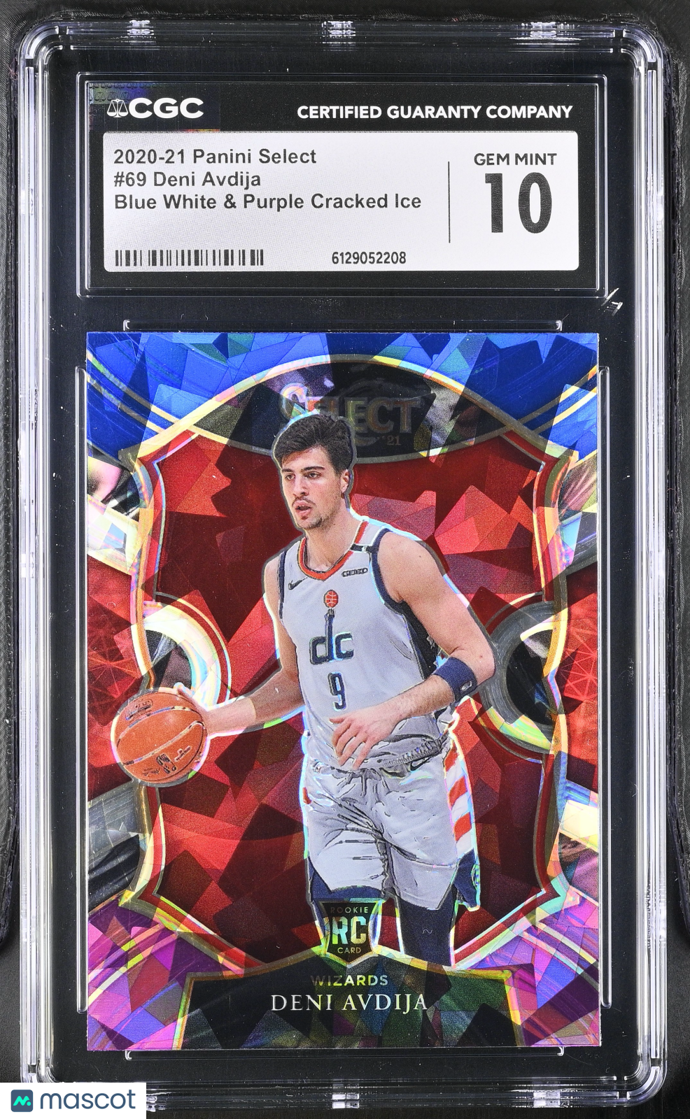 2020-21 Select Deni Avdija Blue White Purple Cracked Ice Rookie 69 CGC 10 Wizard