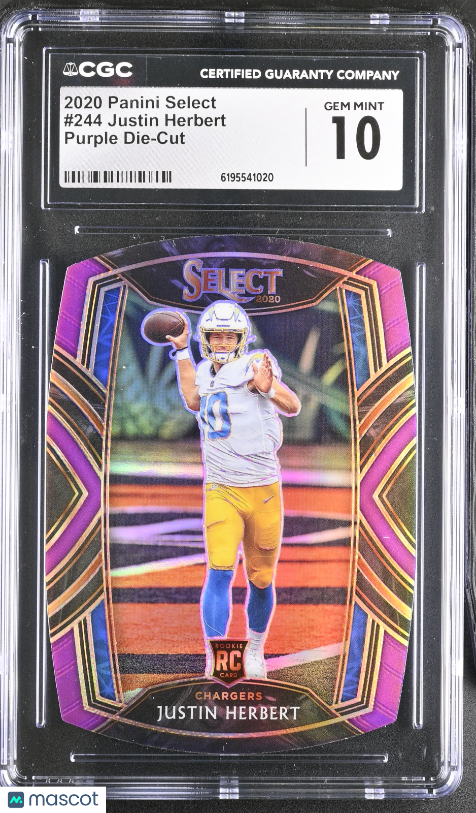 2020 Panini Select Justin Herbert Purple Die-Cut Rookie #244 CGC 10 Chargers