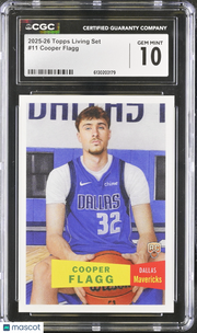 2025-26 Topps Living Set Cooper Flagg Rookie #11 CGC 10 Dallas Mavericks