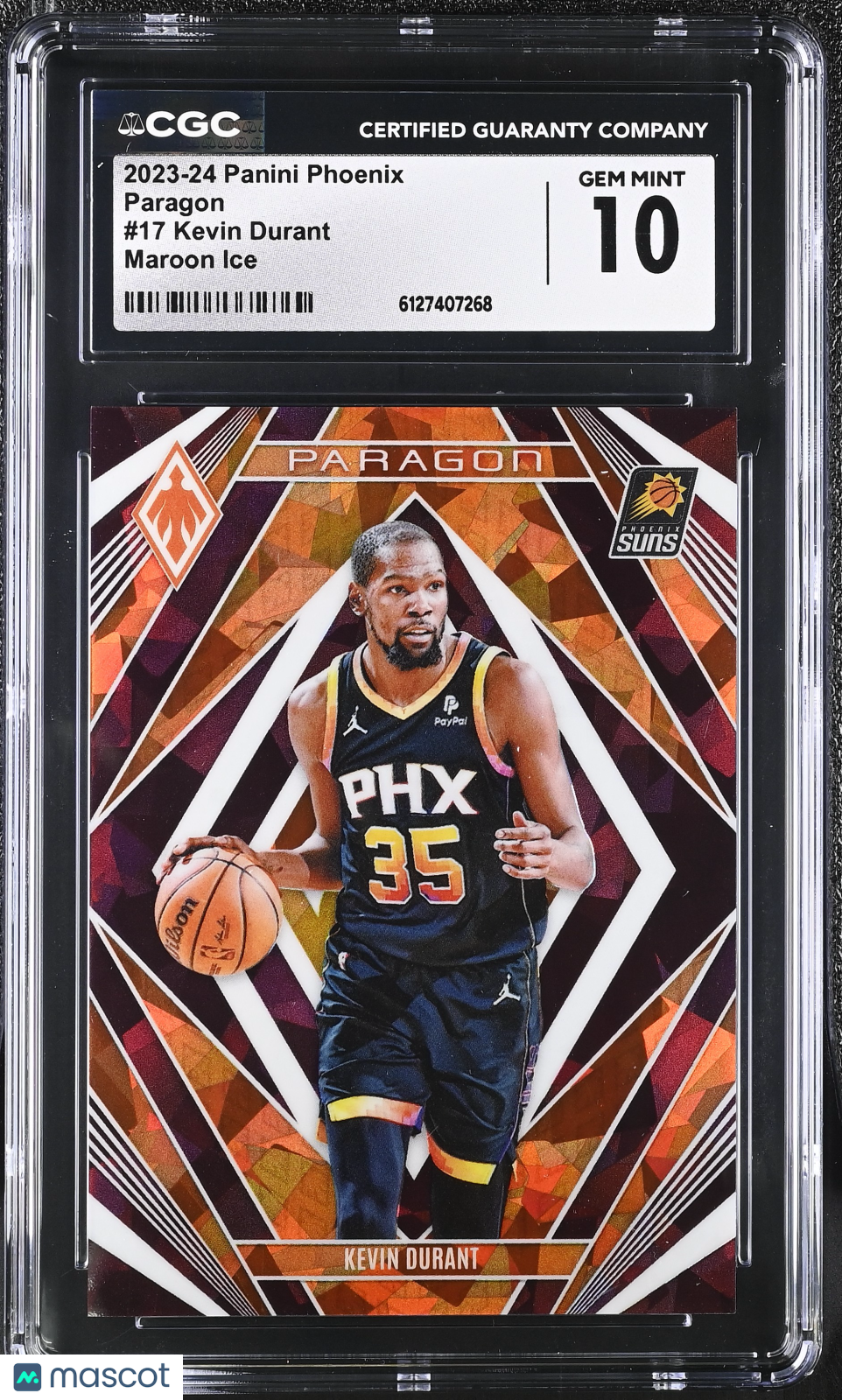 2023-24 Panini Phoenix Kevin Durant Maroon Ice /275 Paragon #17 CGC 10 Suns
