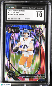 2024 Panini Select Bo Nix Red & Blue Shock Rookie #221 CGC 10 Denver Broncos