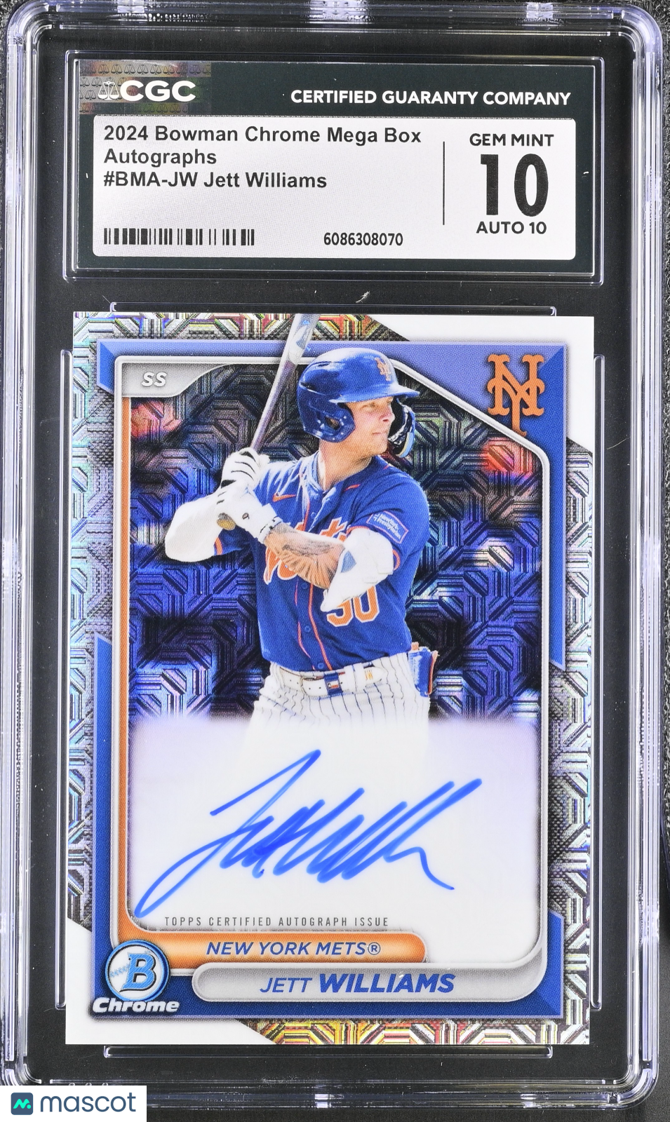 2024 Bowman Chrome Mega Box Jett Williams Rookie Autographs #BMA-JW CGC 10 Mets