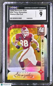 2000 Donruss Elite Tony Gonzalez Status Die-Cut /88 #54 CGC 9 Kansas City Chiefs