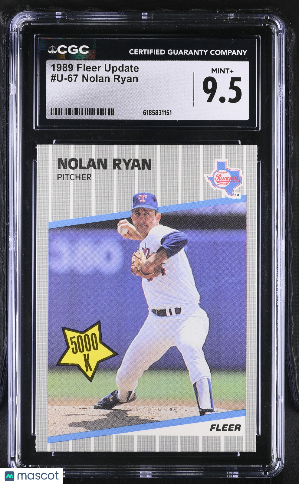 1989 Fleer Update Nolan Ryan #U-67 CGC 9.5 Texas Rangers