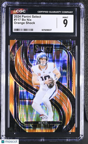 2024 Panini Select Bo Nix Orange Shock /399 Rookie #117 CGC 9 Denver Broncos