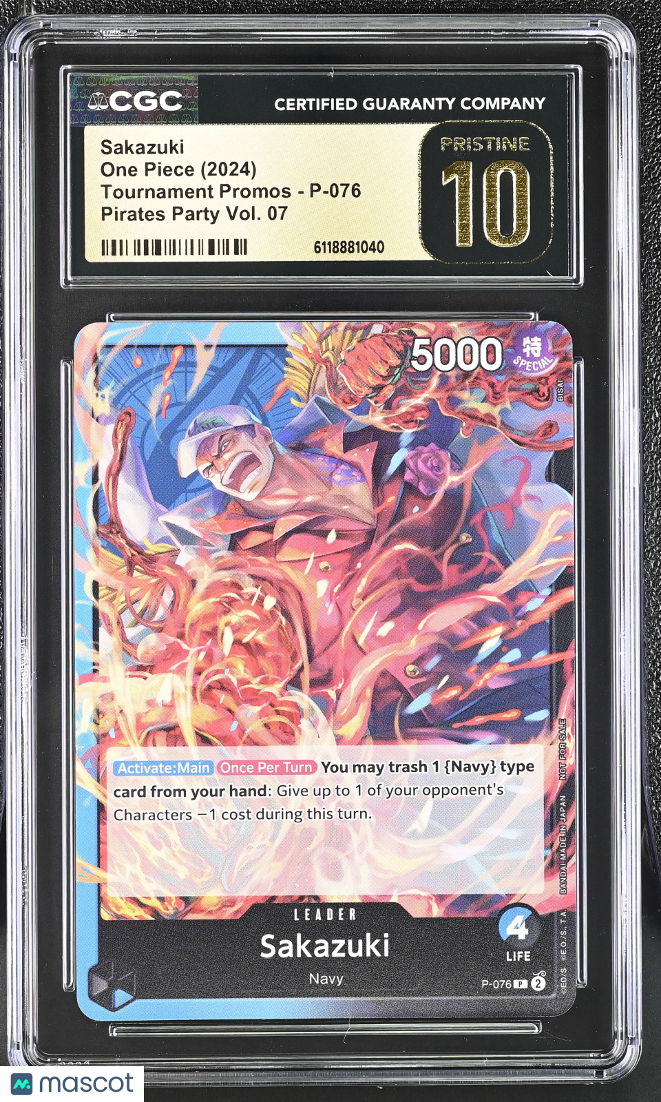 One Piece Tournament Promos Sakazuki Pirates Party Vol.7 CGC 10 #P-076 Pristine