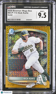 2025 Bowman Mega Box Nick Kurtz Gold /50 Rookie #BCP-114 CGC 9.5 Athletics