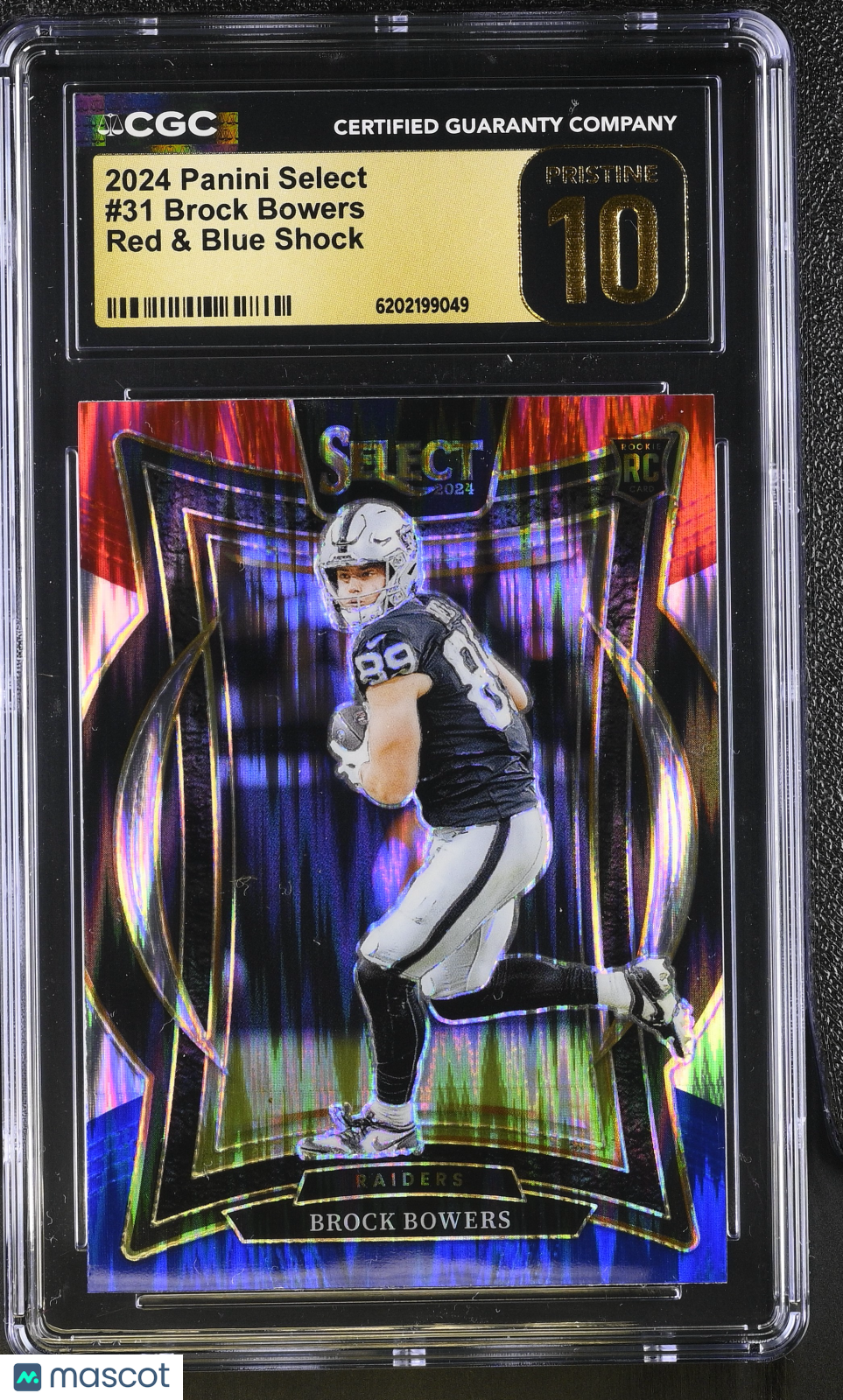 2024 Panini Select Brock Bowers Red Blue Shock Rookie 31 CGC 10 Pristine Raiders