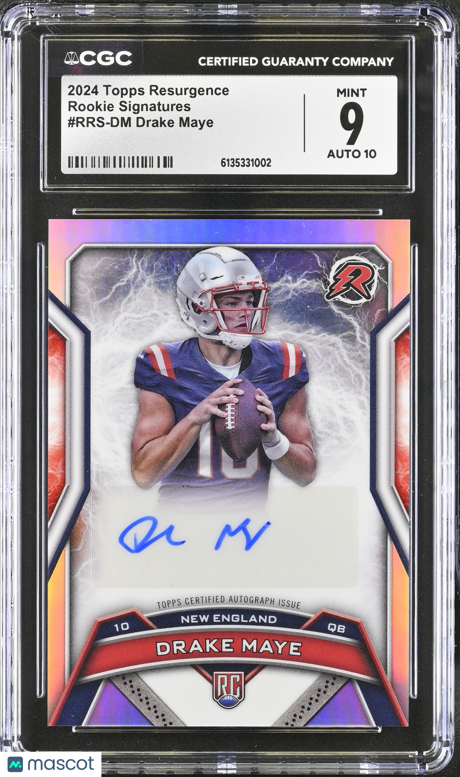 2024 Topps Resurgence Drake Maye Rookie Signatures #RRS-DM CGC 9 Patriots