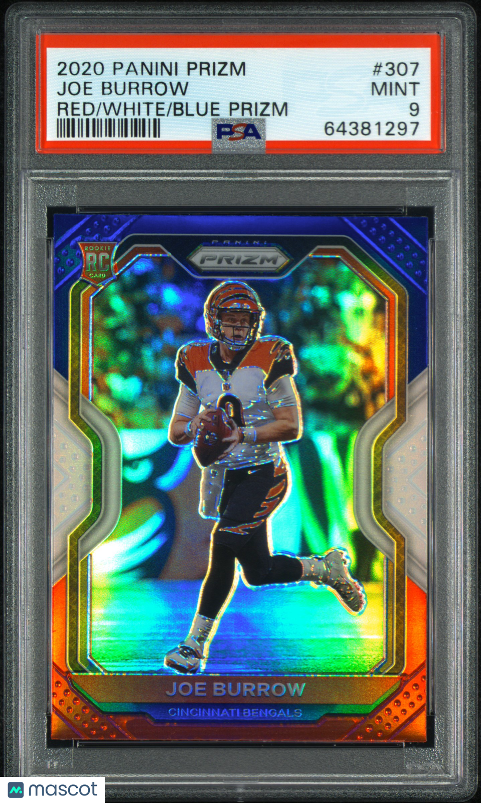 2020 Panini Prizm Joe Burrow Red White Blue Rookie #307 PSA 9 Cincinnati Bengals