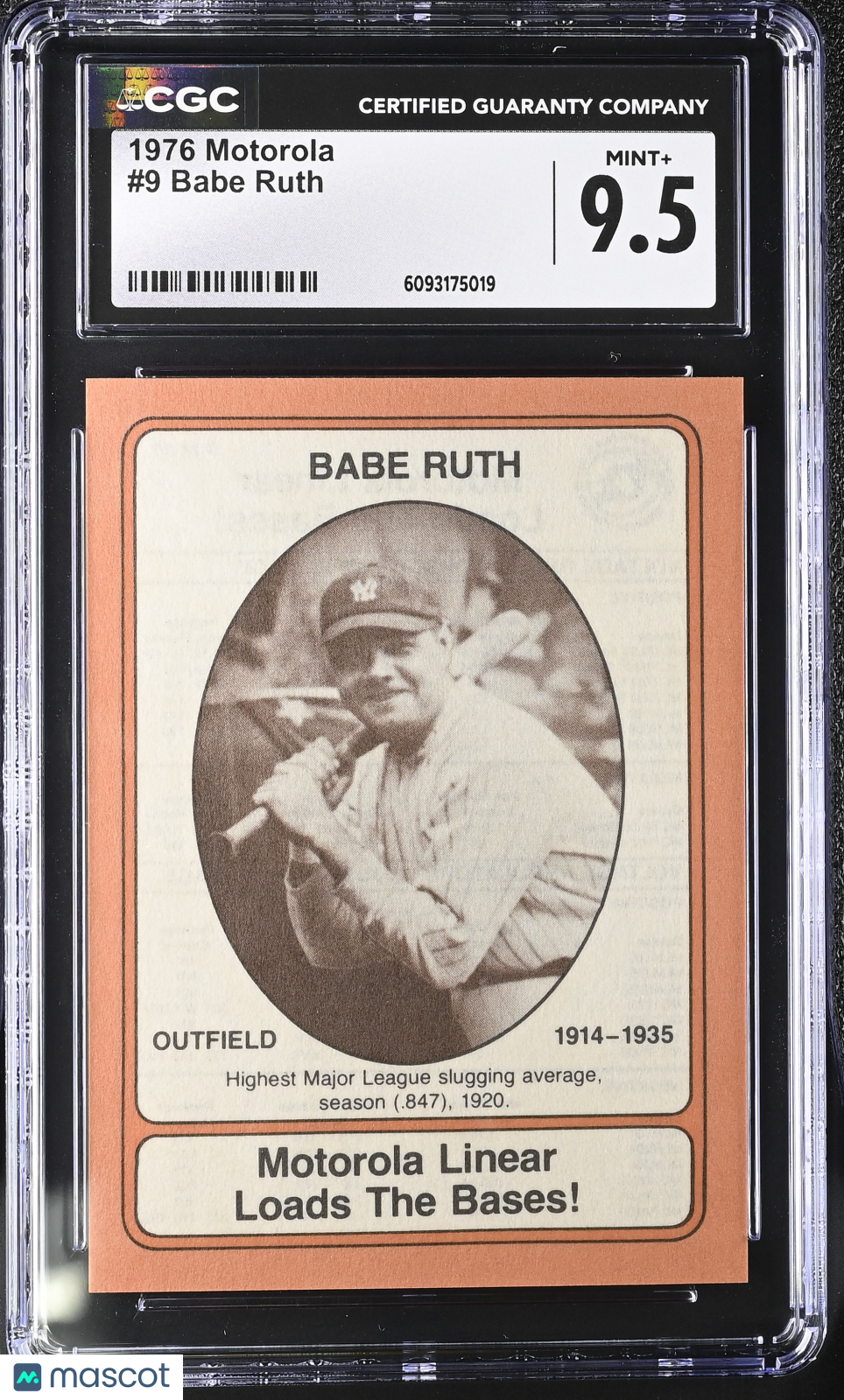 1976 Motorola Babe Ruth #9 CGC 9.5 New York Yankees