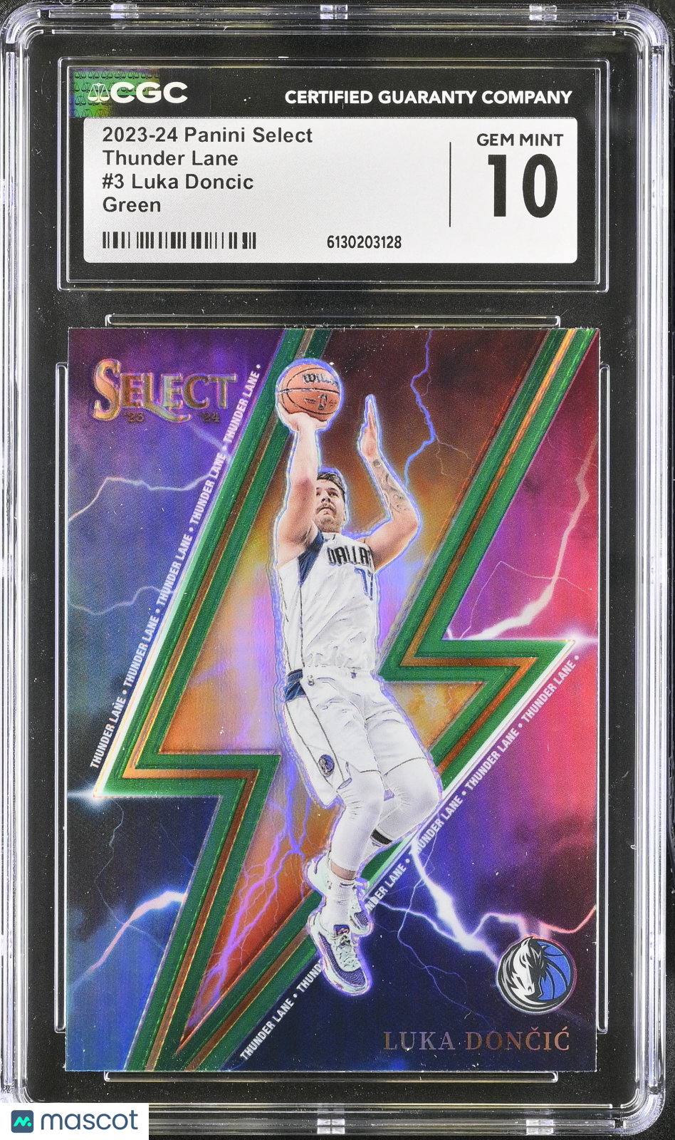 2023-24 Panini Select Luka Doncic Green Thunder Lane #3 CGC 10 Dallas Mavericks