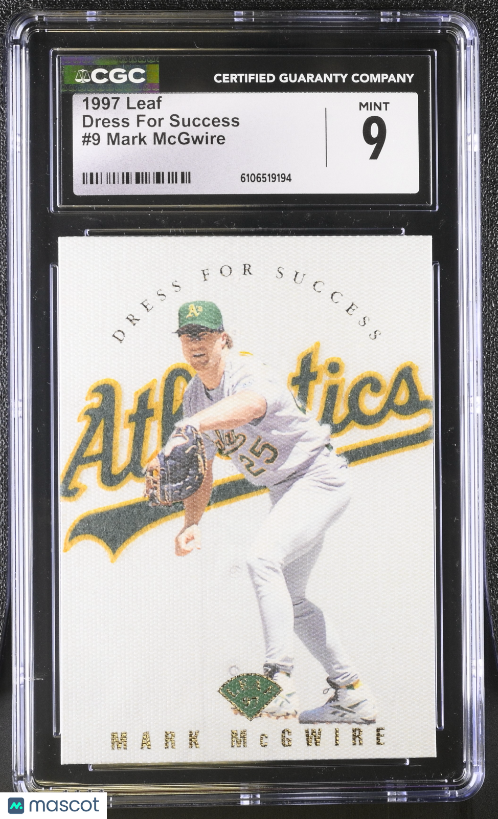 1997 Leaf Mark McGwire /3500 Dress for Success #9 CGC 9 Oakland Athletics