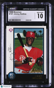 1998 Bowman Jimmy Rollins Rookie #181 CGC 10 Philadelphia Phillies