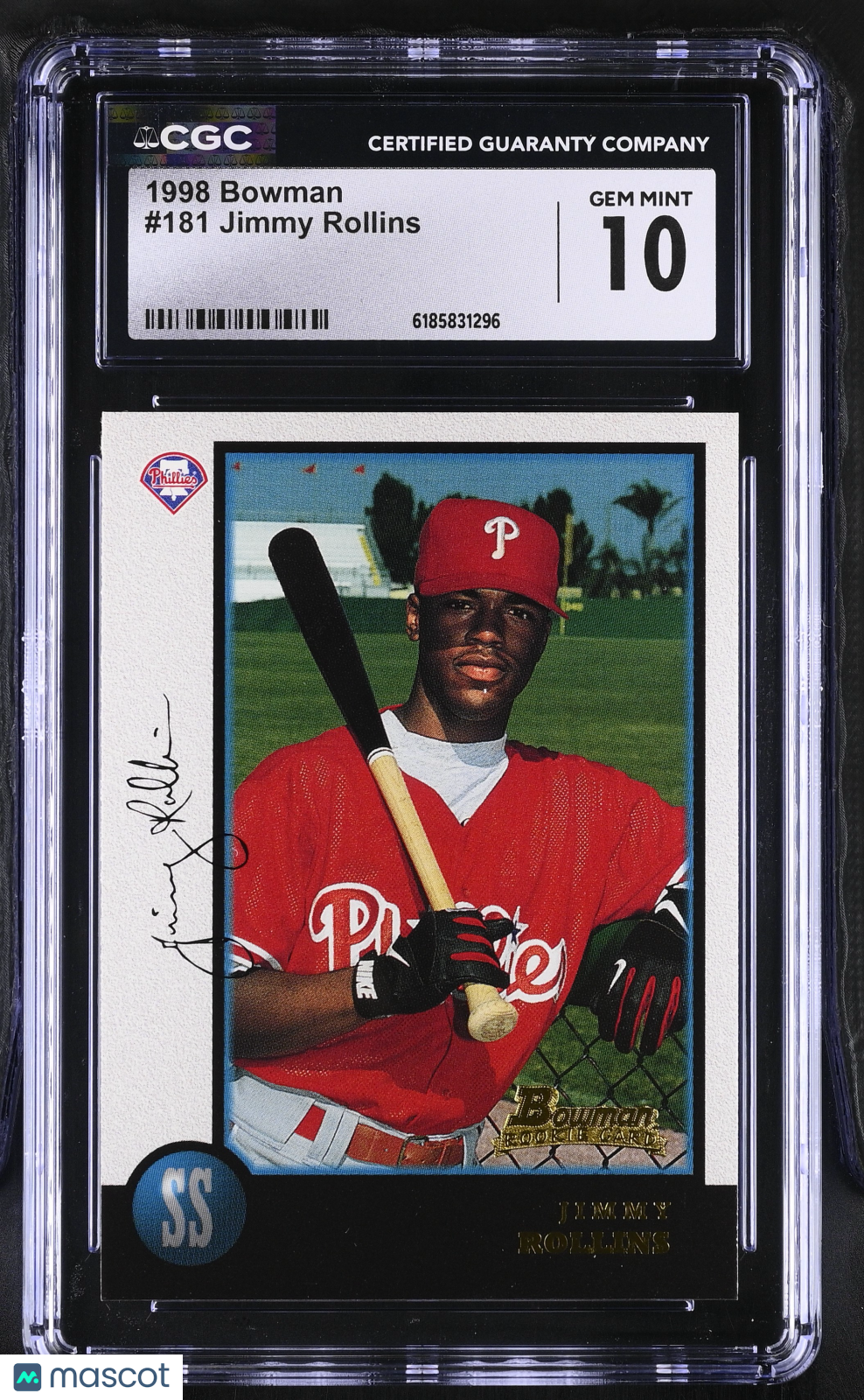 1998 Bowman Jimmy Rollins Rookie #181 CGC 10 Philadelphia Phillies