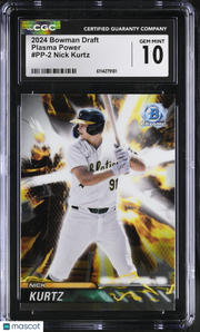 2024 Bowman Draft Nick Kurtz Rookie Plasma Power #PP-2 CGC 10 Oakland Athletics