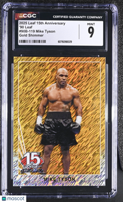2025 Leaf 15th Anniversary Mike Tyson 1/1 '90 Leaf #90B-119 Gold Shimmer CGC 9