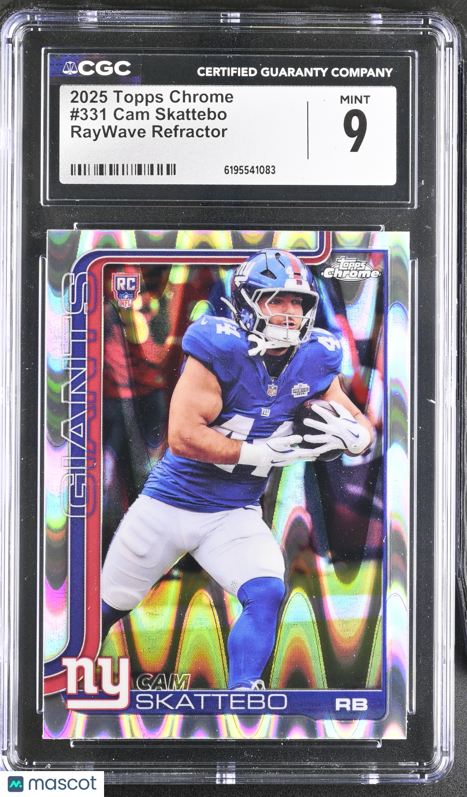 2025 Topps Chrome Cam Skattebo RayWave Refractor Rookie #331 CGC 9 Giants