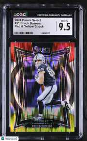 2024 Panini Select Brock Bowers Red & Yellow Shock Rookie #31 CGC 9.5 Raiders