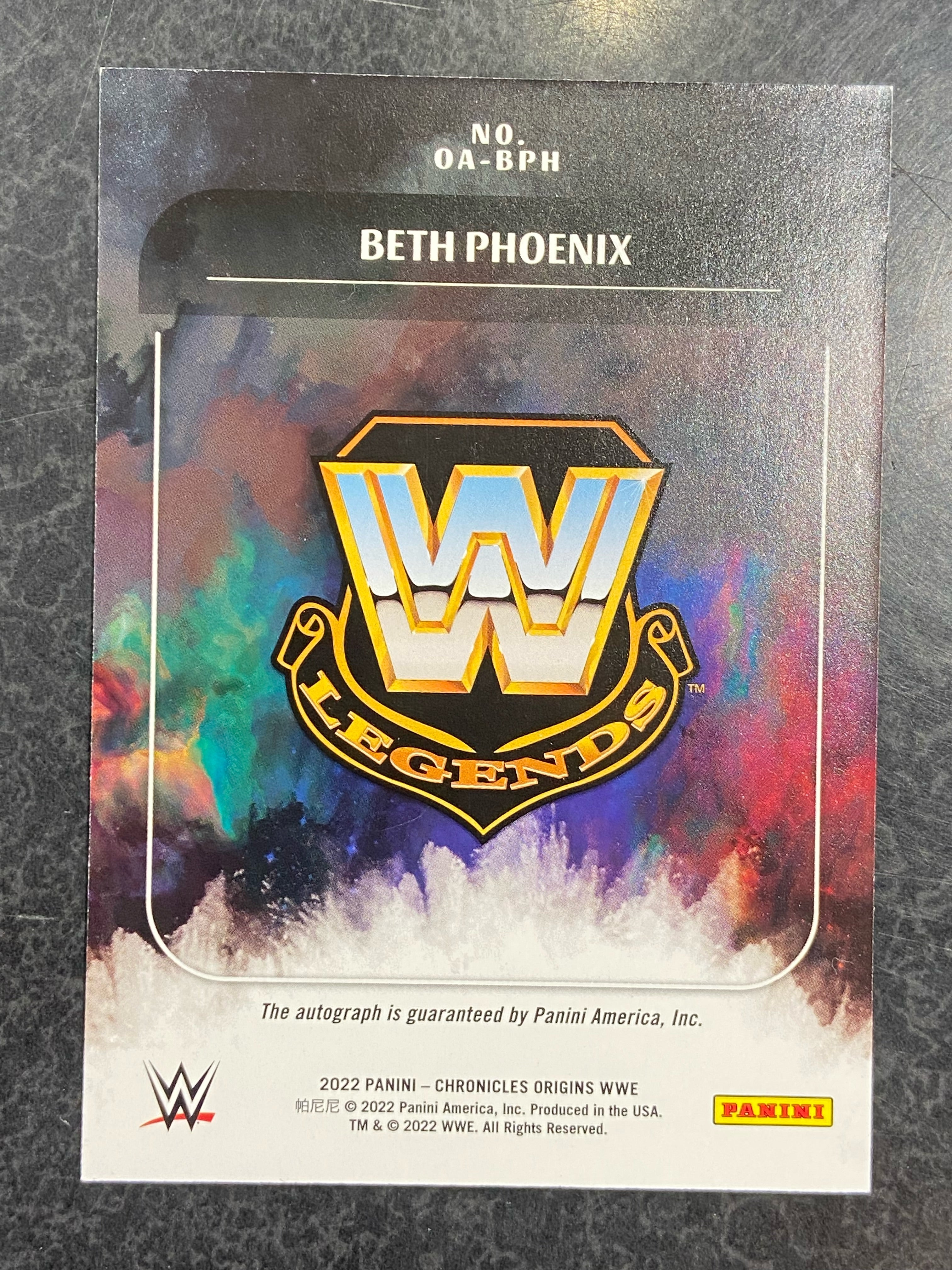 2022 Chronicles WWE Beth Phoenix Origins Autograph OA-BPH