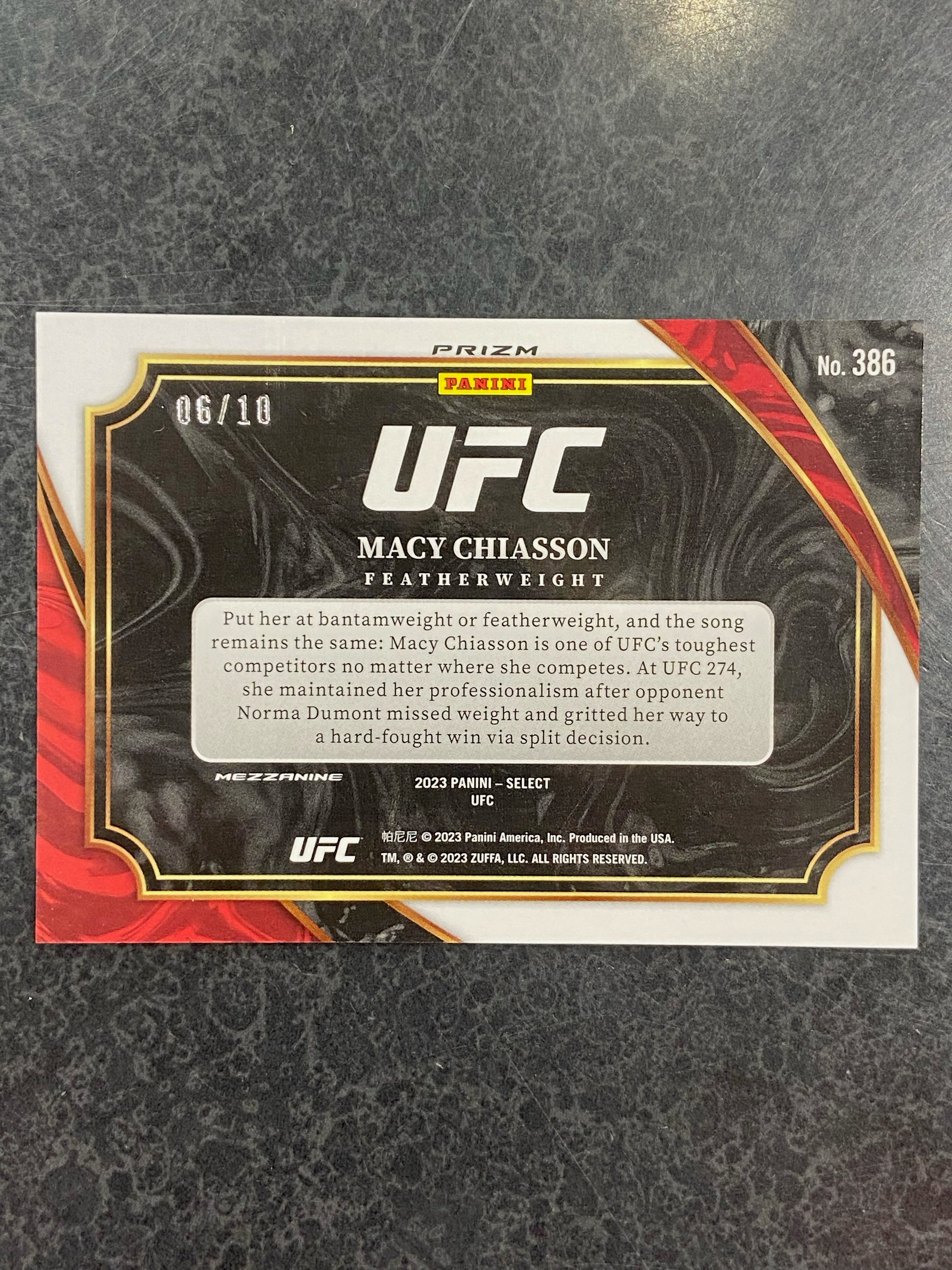 2023 Select UFC Macy Chiasson Gold #386 /10