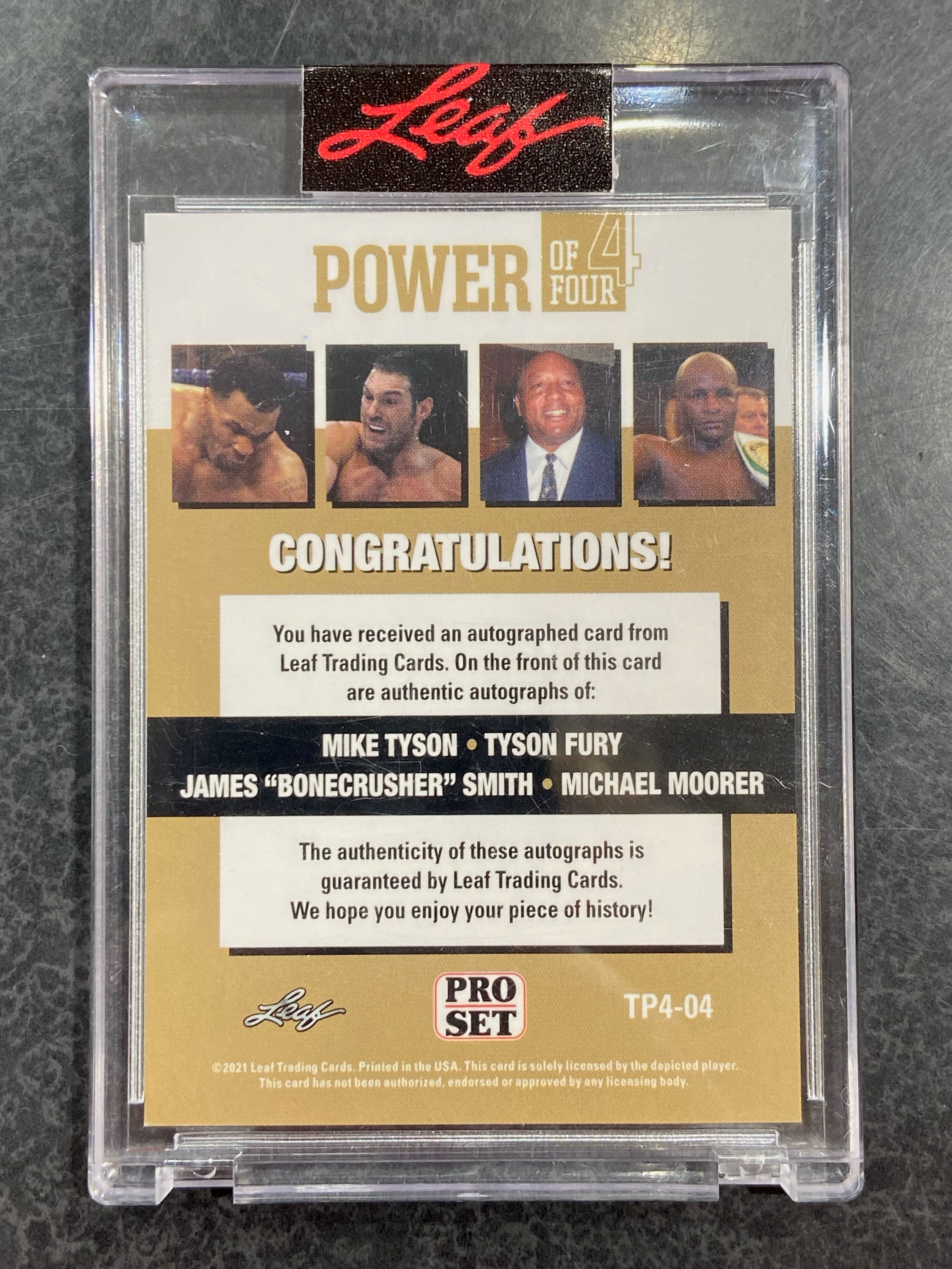 2021 Leaf Pro Set Mike Tyson Tyson Fury James Smith Michael Moorer Power of 4 Autograph TP4-04 /3