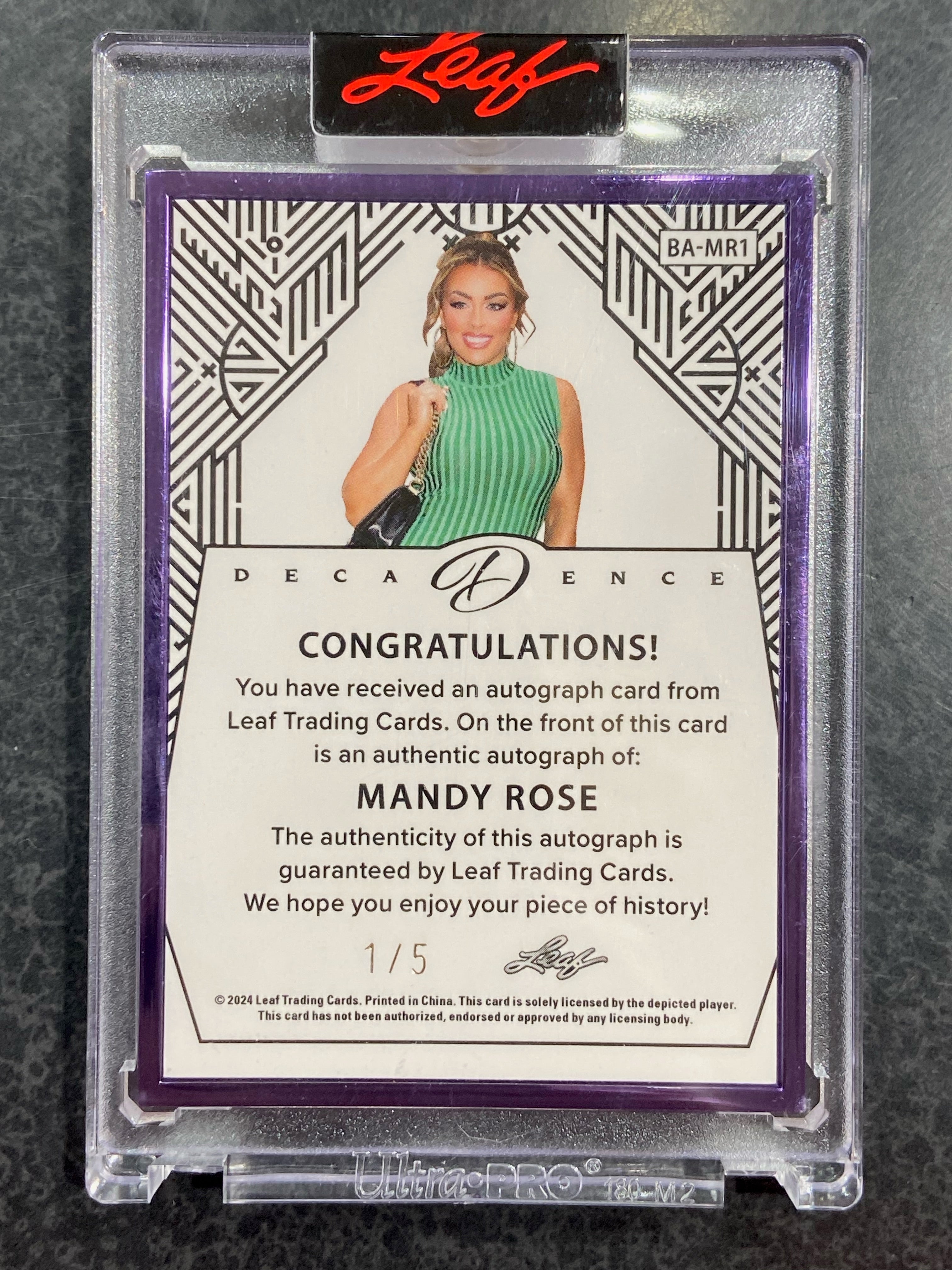 2024 Leaf Decadence Mandy Rose Autograph BA-MR1 /5