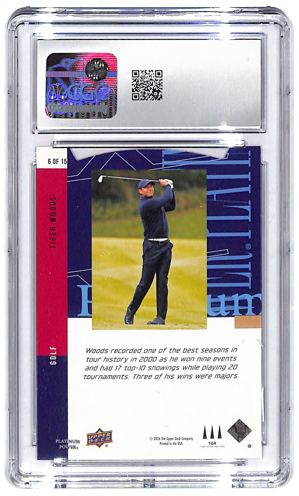 2026 Tiger Woods Upper Deck CDD Conference Platinum Power #6 CGC Mint 9