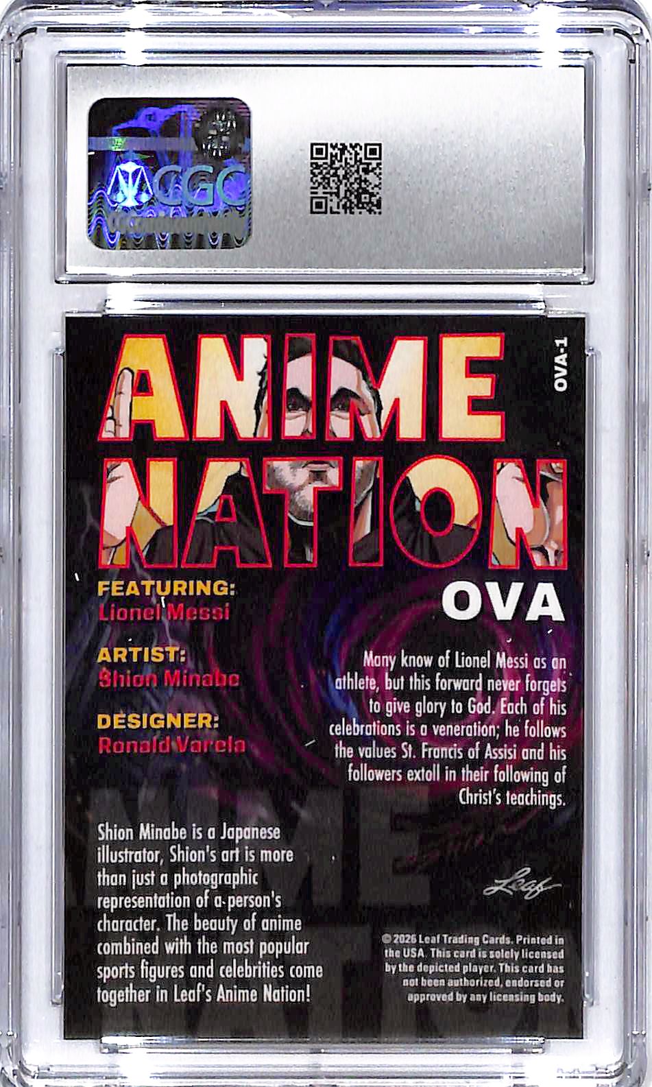 2026 Lionel Messi Leaf Anime Nation OVA #OVA-1 CGC Mint 9