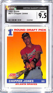 1991 Score Chipper Jones Rookie RC #671 GCC 9.5 Braves