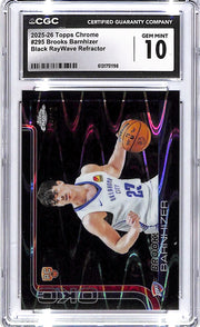 2025-26 Brooks Barnhizer Topps Chrome #295 Black RayWave Refractor CGC Gem Mint 10