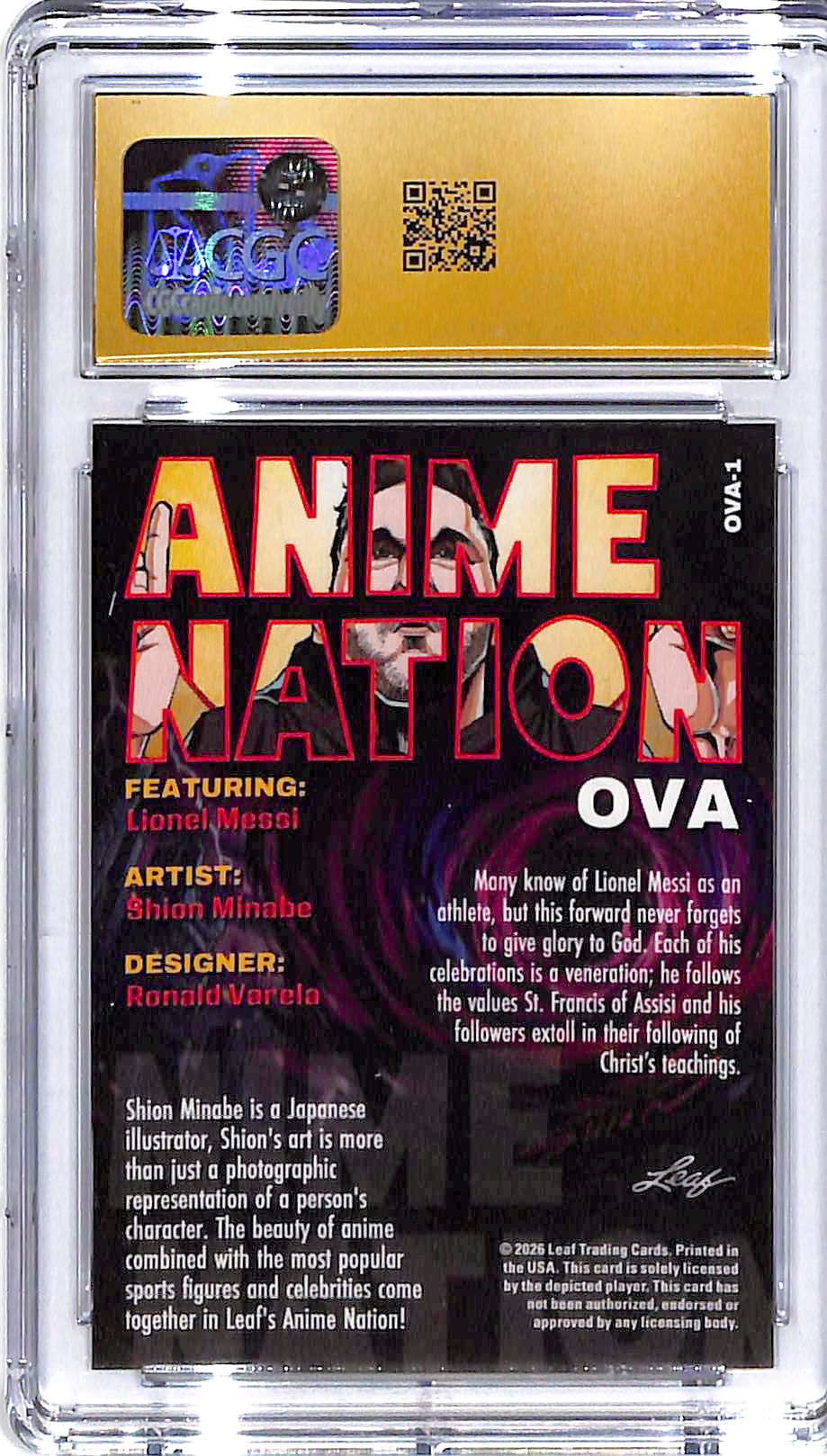 2026 Lionel Messi Leaf Anime Nation OVA #OVA-1 CGC Pristine 10