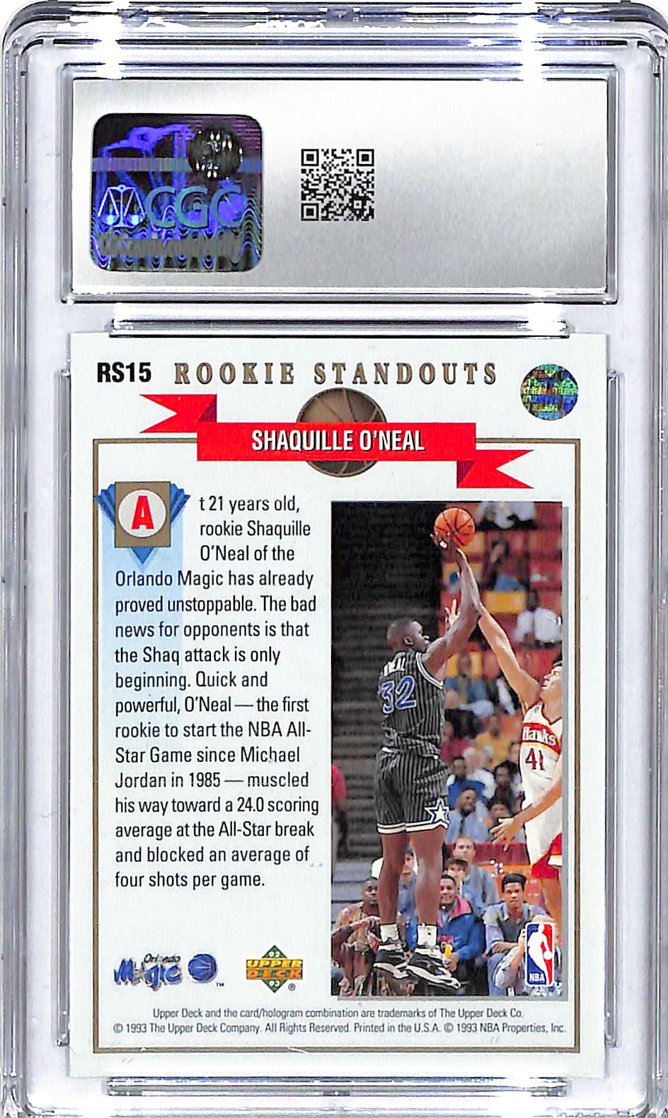 1992-93 Shaquille O'Neal Upper Deck Rookie Standouts #RS15 CGC Mint 9