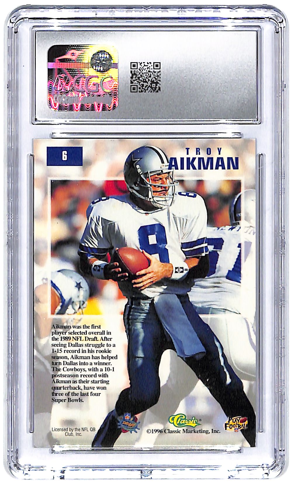 1996 Troy Aikman Classic NFL Draft Day #6 CGC Mint Plus 9.5